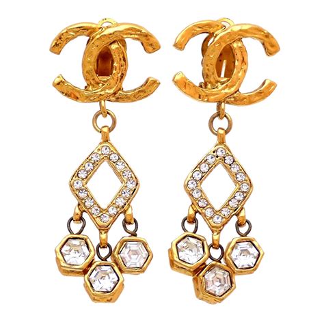 chanel earrings cc vintage|authentic vintage chanel earrings.